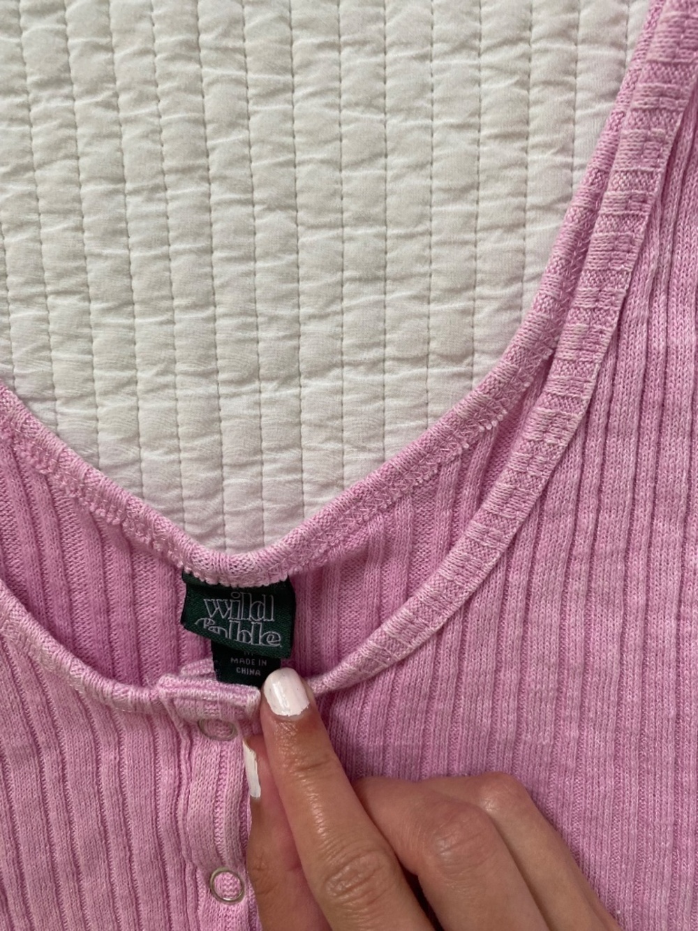 Wild Fable pink ribbed button tank top - Picture 3 of 8